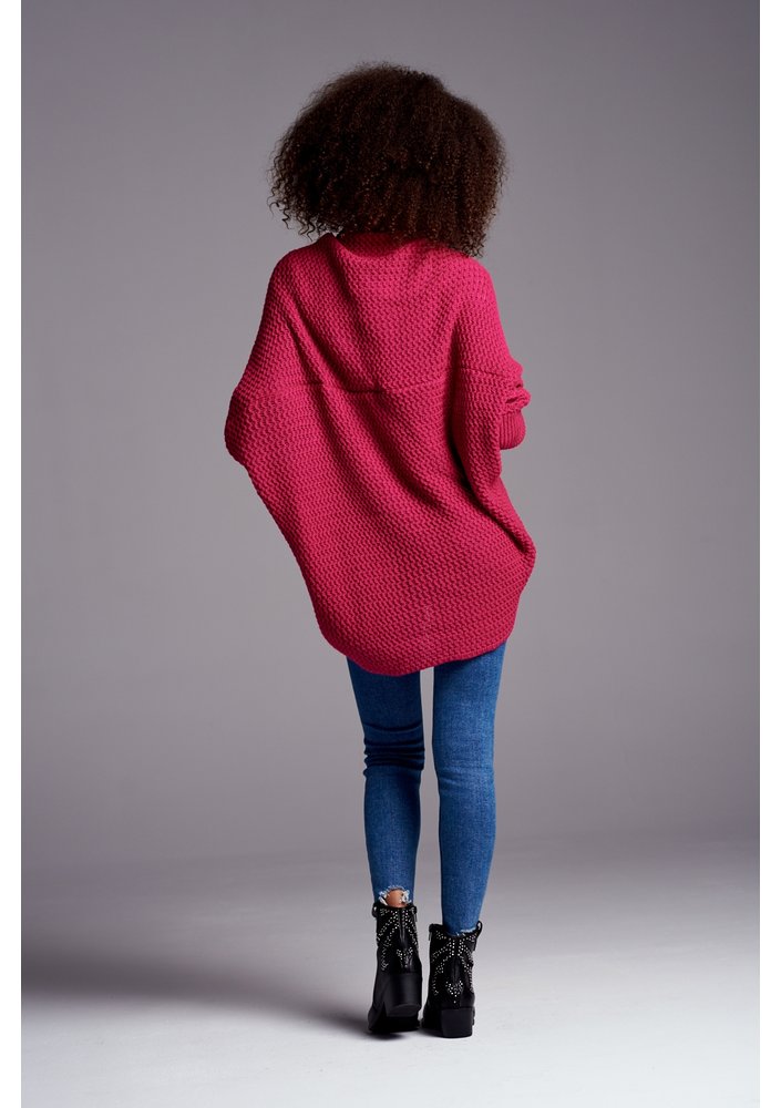 SWETER NARZUTKA OVERSIZE ILM A01 AMARANTOWY