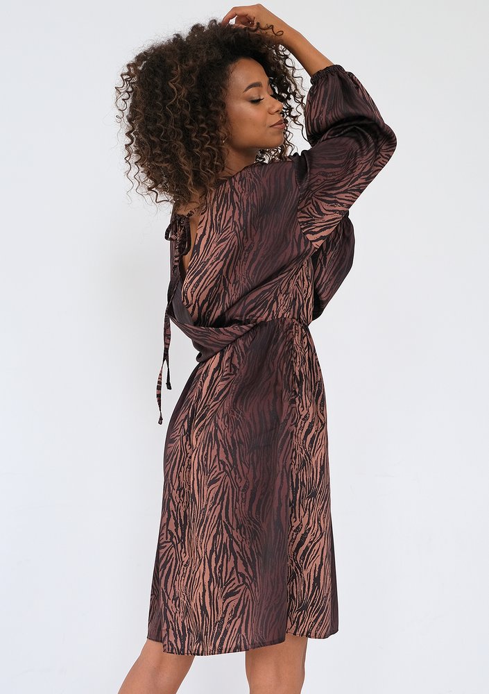 Irene - Sukienka midi Brown Zebra