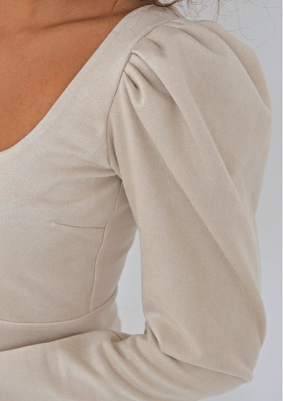 Sana - Sukienka mini z imitacji zamszu Beżowa