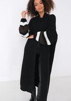 Vind - Long black cardigan in stripes