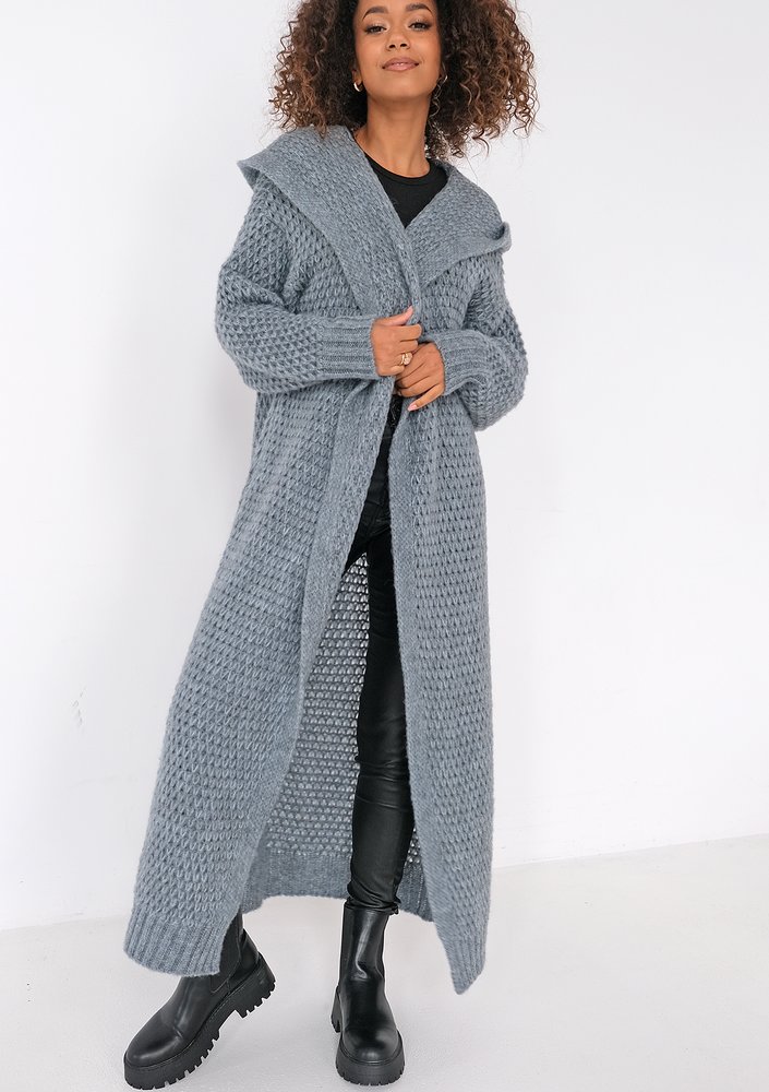 Lanna - Long steel blue cardigan