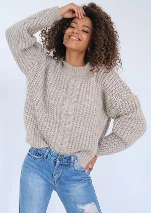 Remo - Sweter z ozdobnym splotem Latte