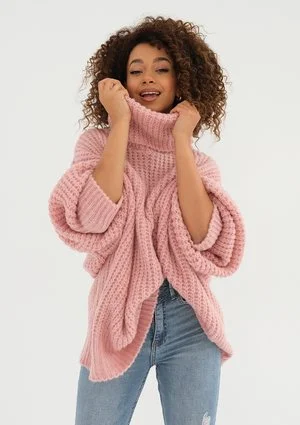 Stor - Powder pink oversize turtleneck sweater