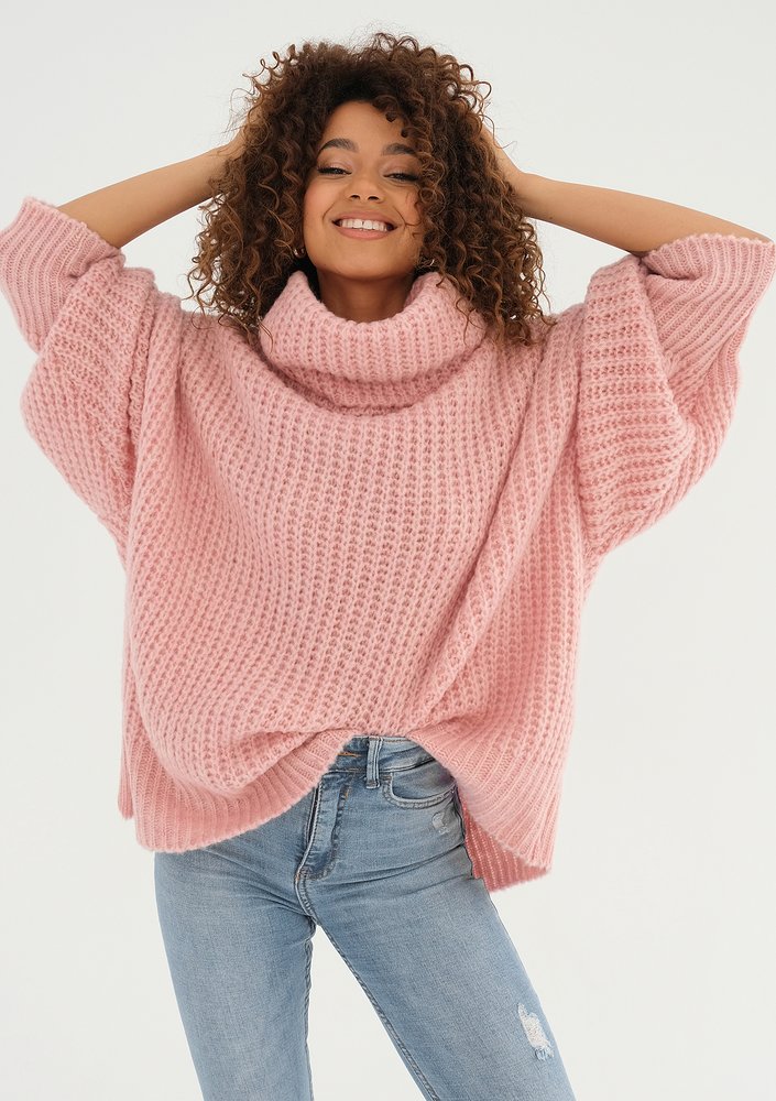 Stor - Powder pink oversize turtleneck sweater