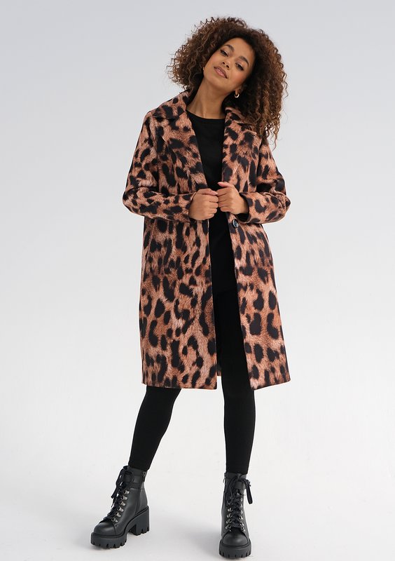 Moris - Brown leopard printed coat