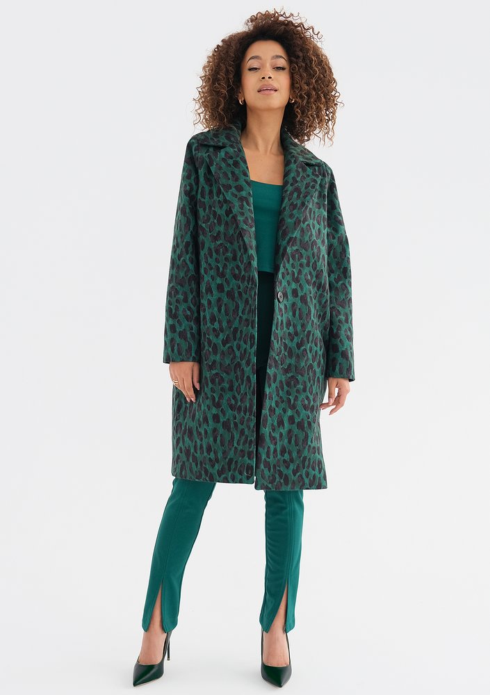 Moris - Green leopard printed coat