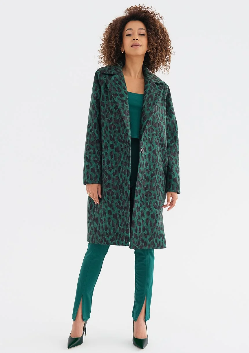 Moris - Klasyczny płaszcz drukowany w cętki Zielony