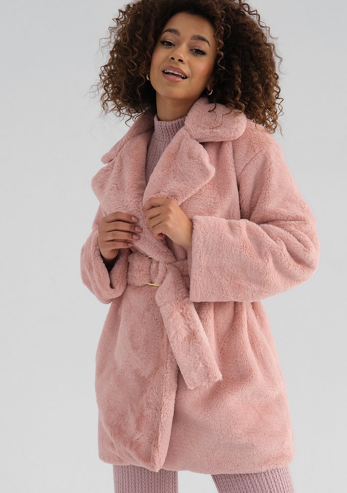 Osha - Powder pink faux fur coat