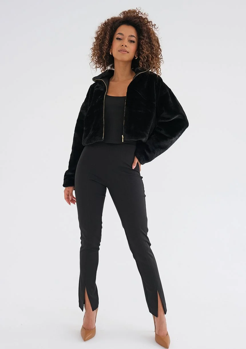 Mojo - Short black faux fur jacket