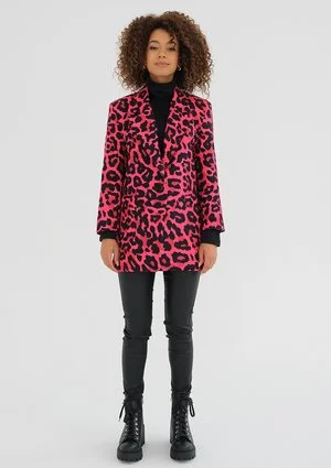 Zura - Pink leopard printed oversize blazer
