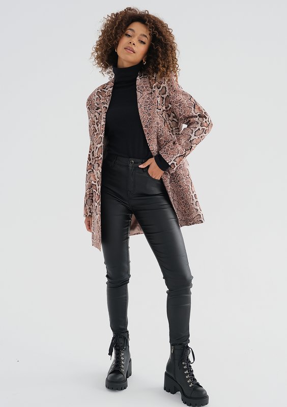 Gia - Brown snake printed blazer