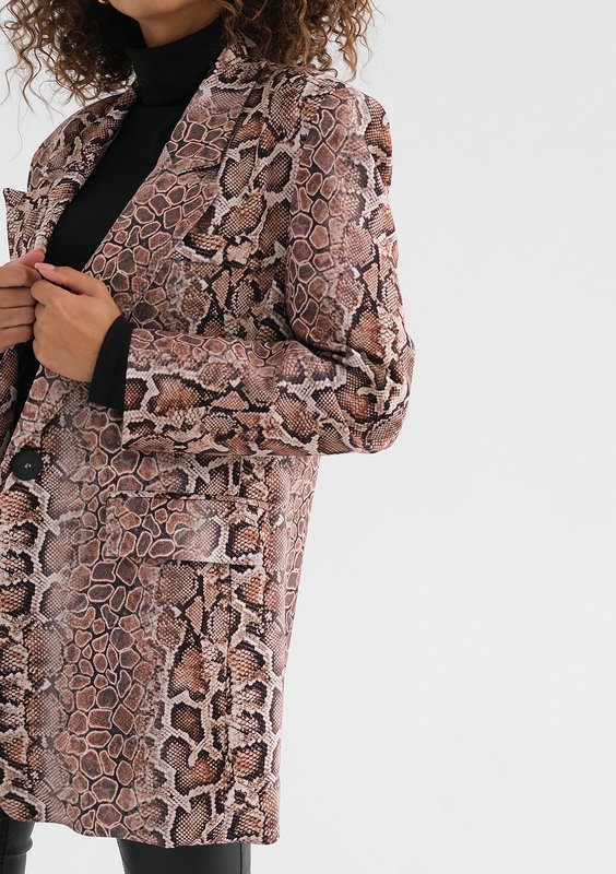 Gia - Brown snake printed blazer