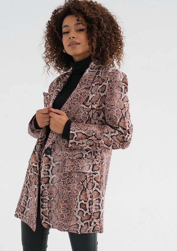 Gia - Brown snake printed blazer