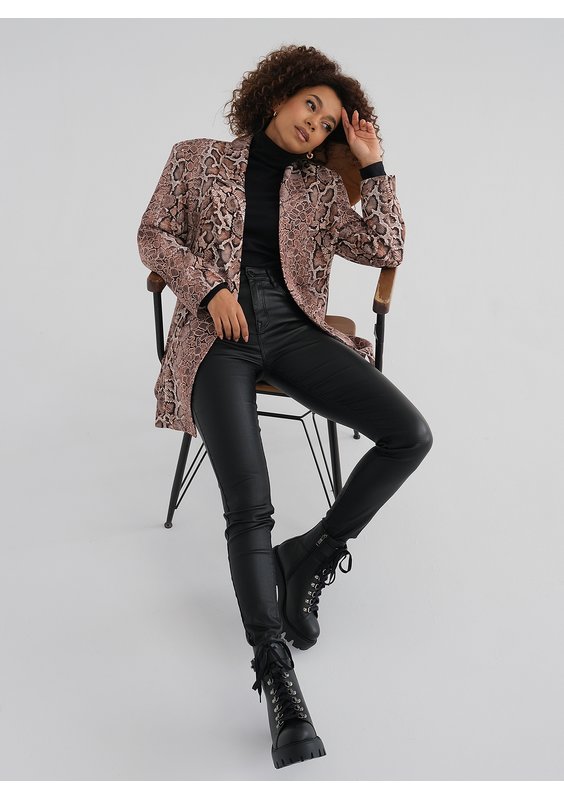 Gia - Brown snake printed blazer