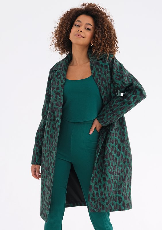 Moris - Green leopard printed coat