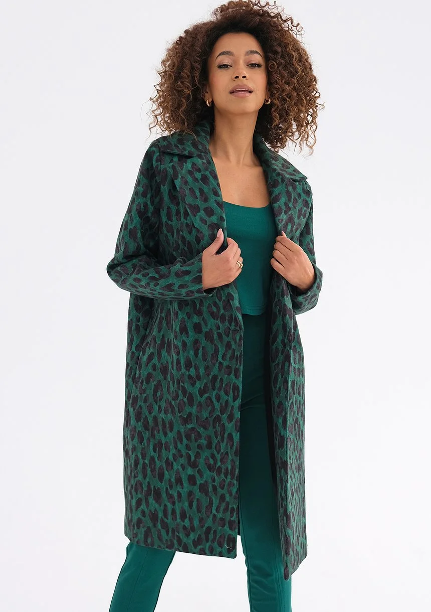 Moris - Green leopard printed coat