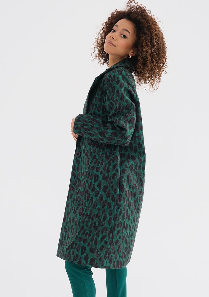 Moris - Green leopard printed coat