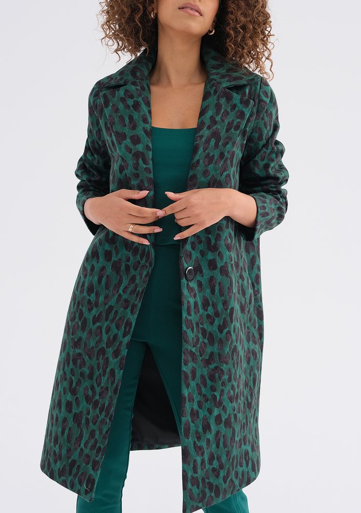 Moris - Green leopard printed coat