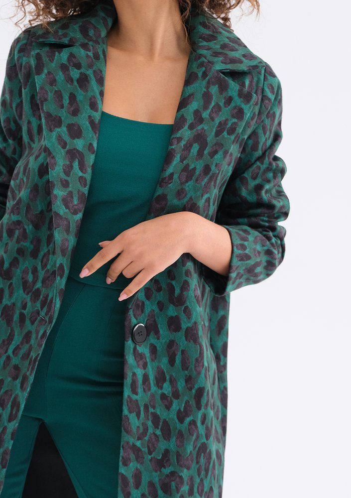 Moris - Green leopard printed coat