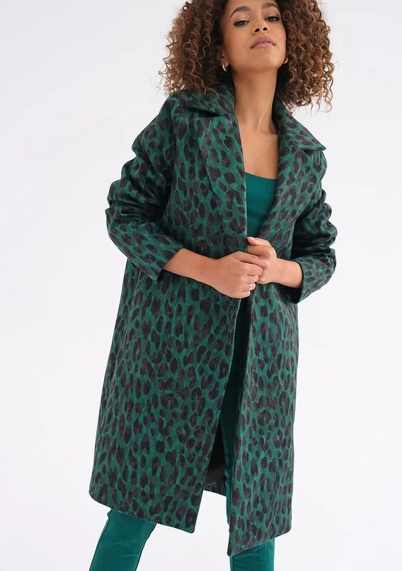 Moris - Green leopard printed coat