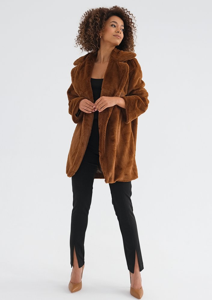 Osha - Caramel brown faux fur coat