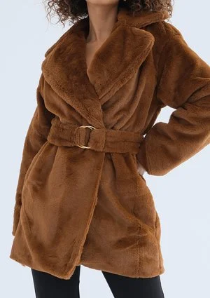 Osha - Płaszcz ze sztucznego futerka Karmelowy