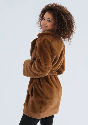 Osha - Caramel brown faux fur coat