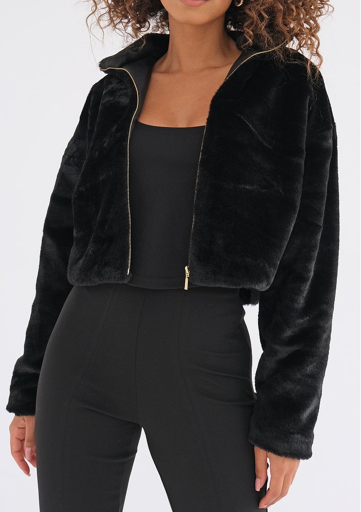 Mojo - Short black faux fur jacket