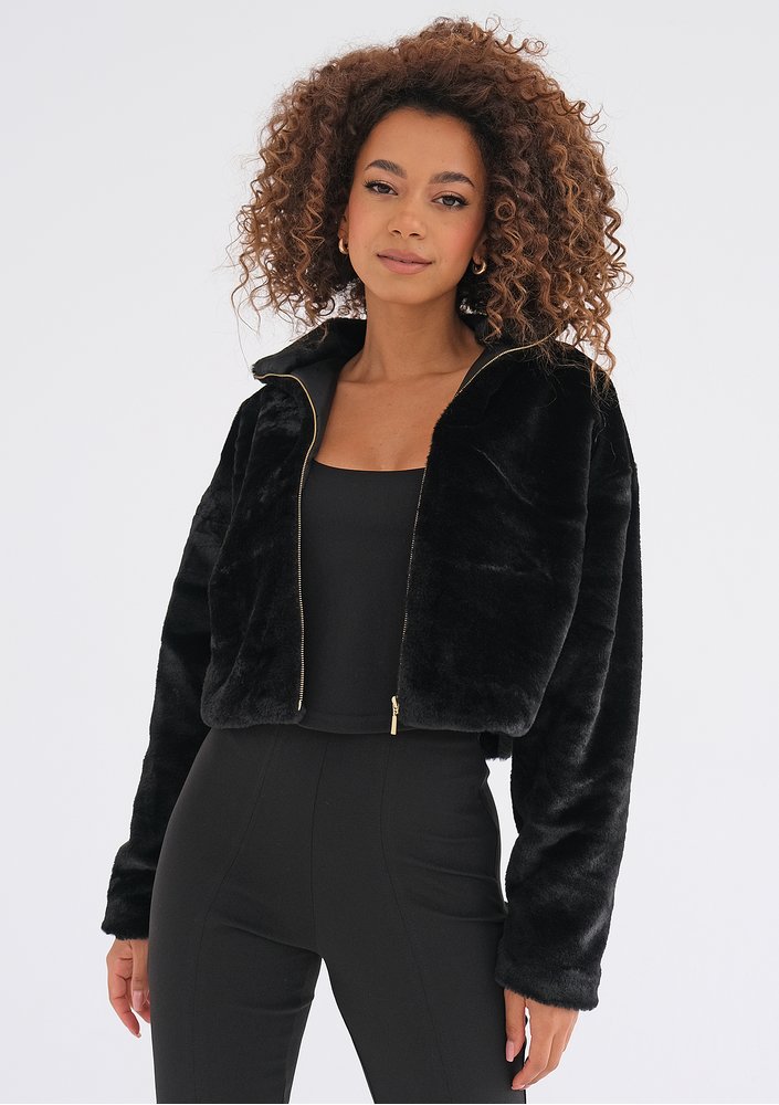 Mojo - Short black faux fur jacket