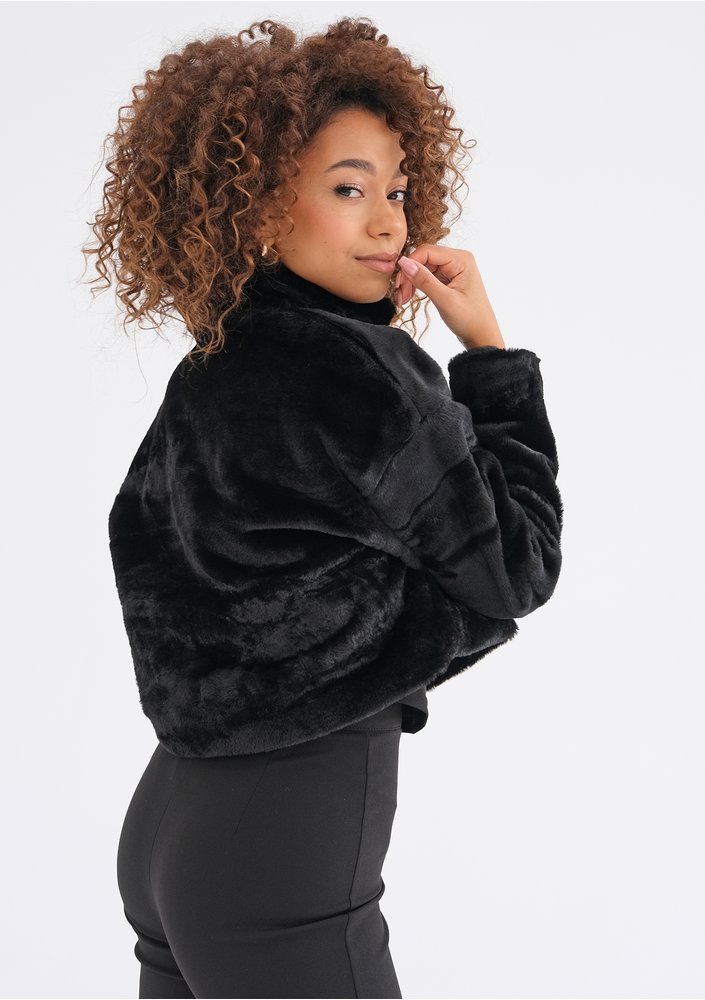Mojo - Short black faux fur jacket