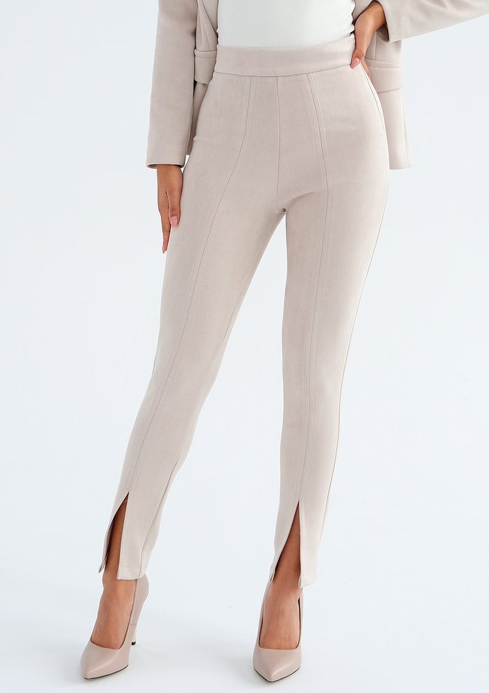 Preva - Beige eco suede trousers