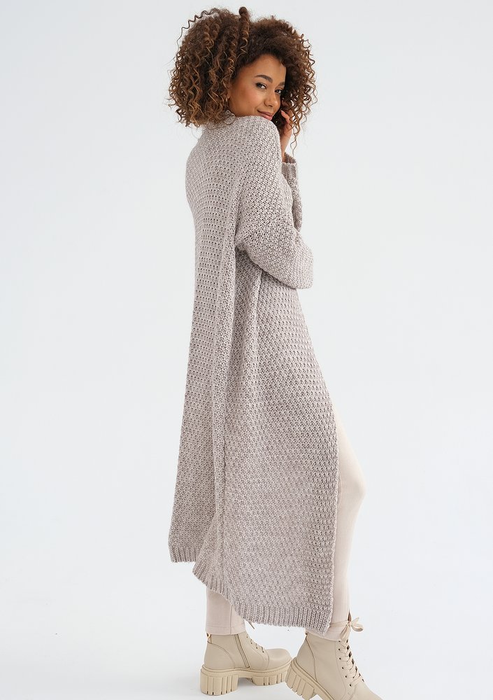 Tove - Melange beige maxi cardigan