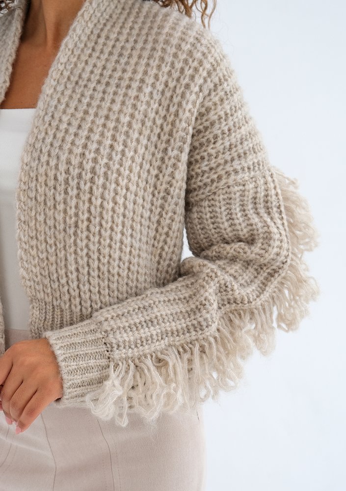 Adora - Beige fringed cardigan