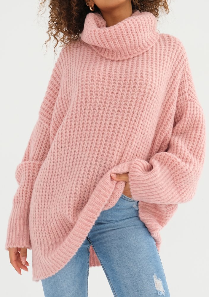 Stor - Powder pink oversize turtleneck sweater