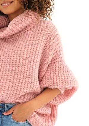 Stor - Powder pink oversize turtleneck sweater