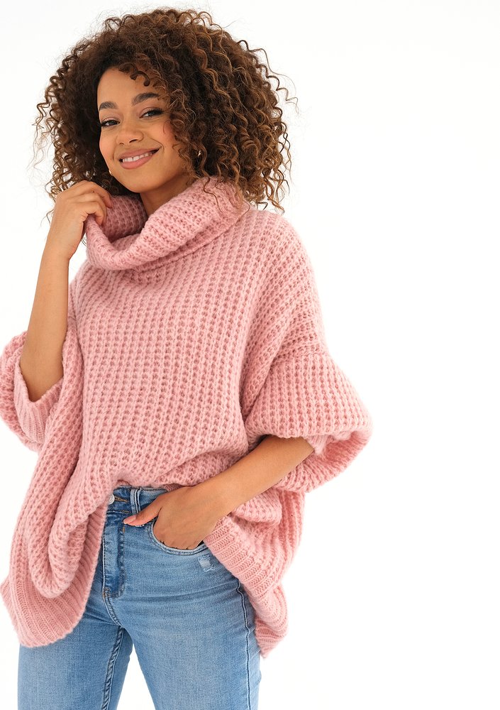 Stor - Powder pink oversize turtleneck sweater