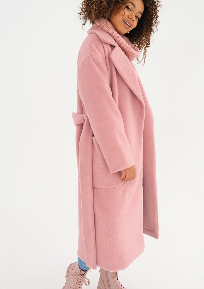 Sage - Powder pink tied coat
