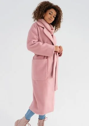 Sage - Powder pink tied coat