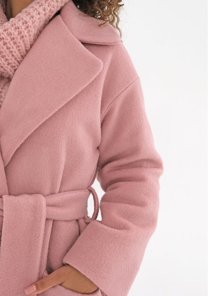 Sage - Powder pink tied coat