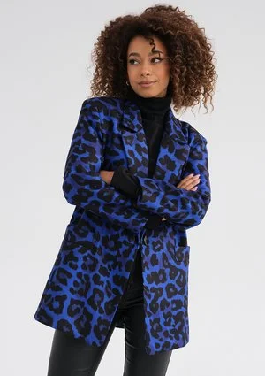 Zura - Blue leopard printed oversize blazer
