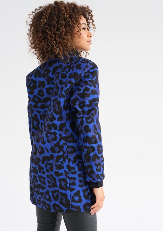 Zura - Blue leopard printed oversize blazer