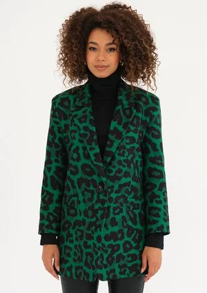 Zura - Green leopard printed oversize blazer