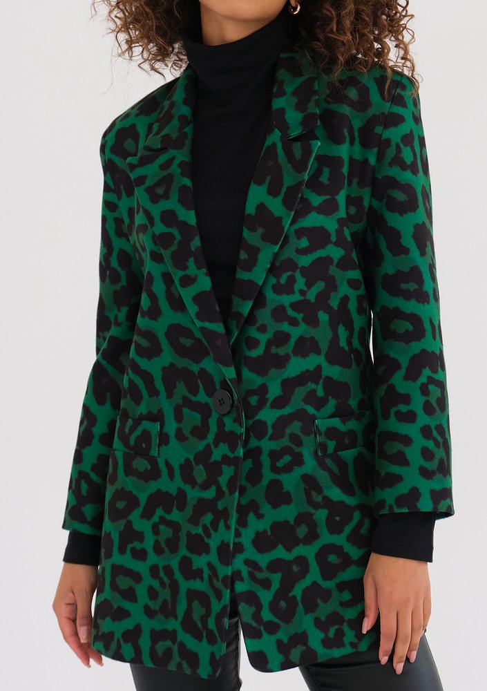 Zura - Marynarka oversize w cętki Zielona