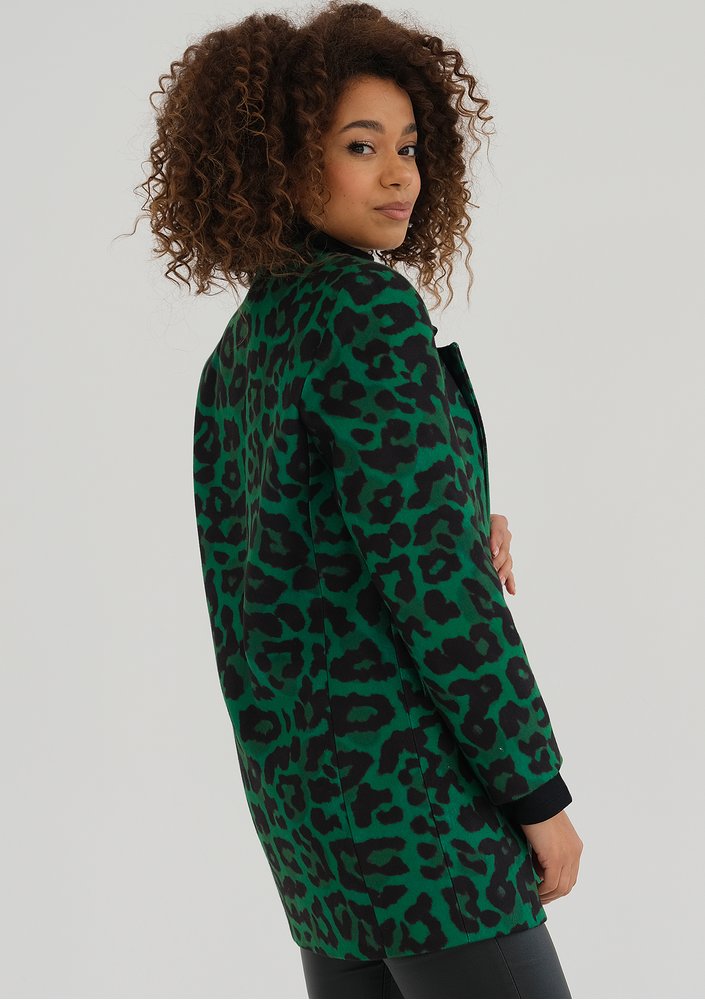 Zura - Green leopard printed oversize blazer