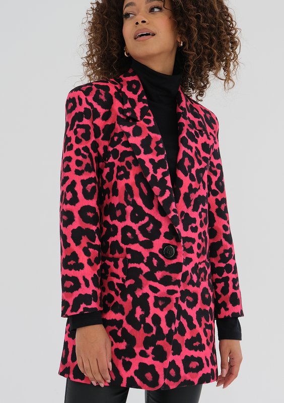 Zura - Marynarka oversize w cętki Różowa