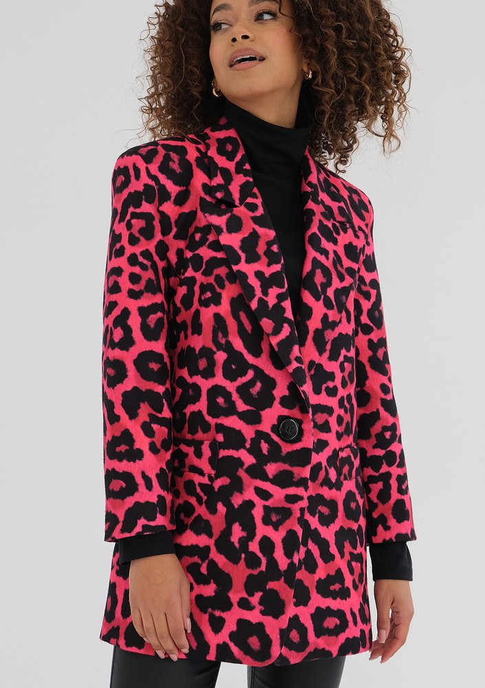 Zura - Marynarka oversize w cętki Różowa