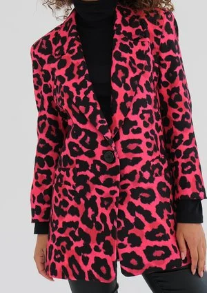 Zura - Pink leopard printed oversize blazer