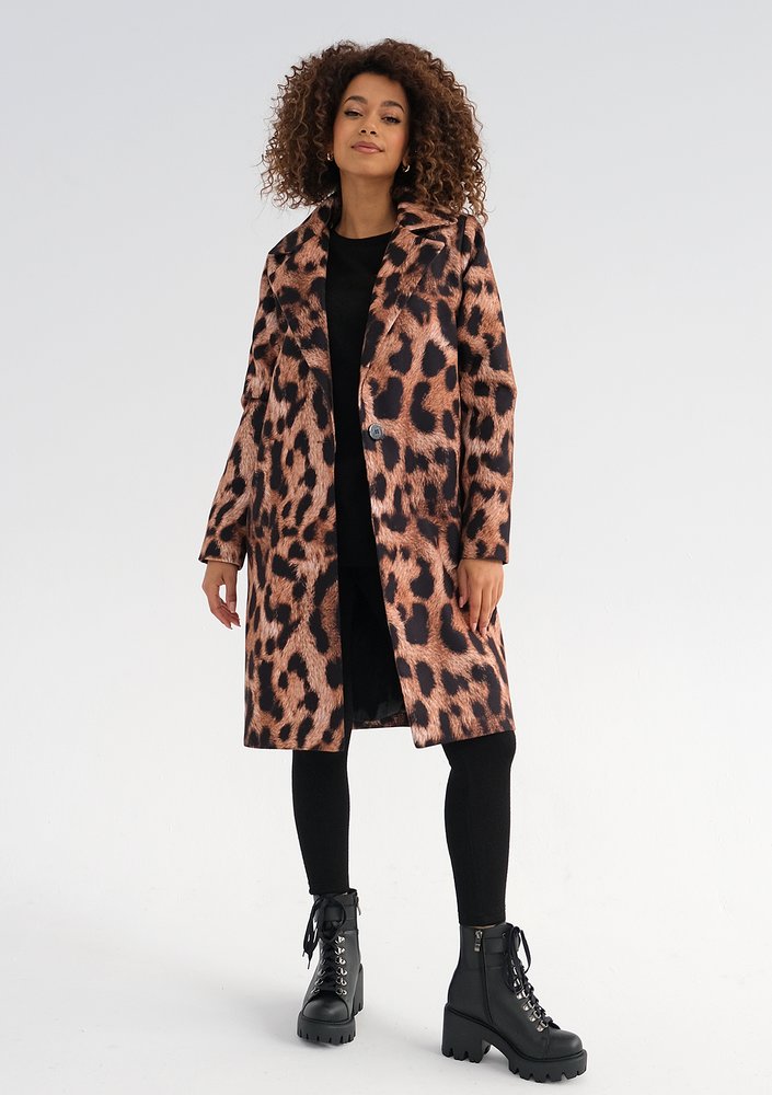 Moris - Brown leopard printed coat