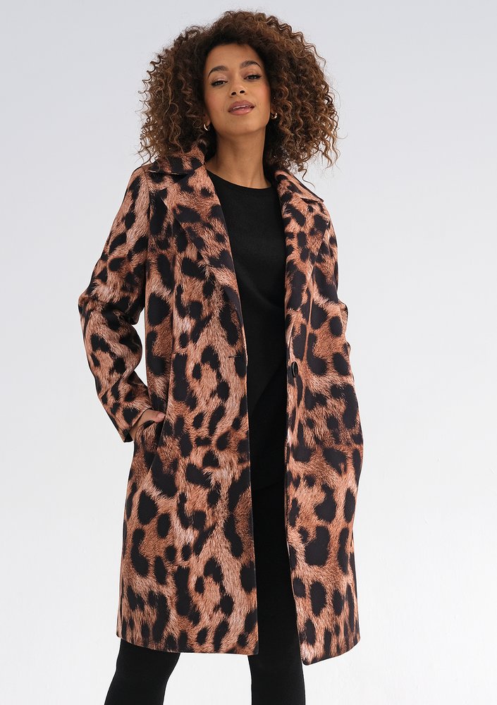 Moris - Brown leopard printed coat