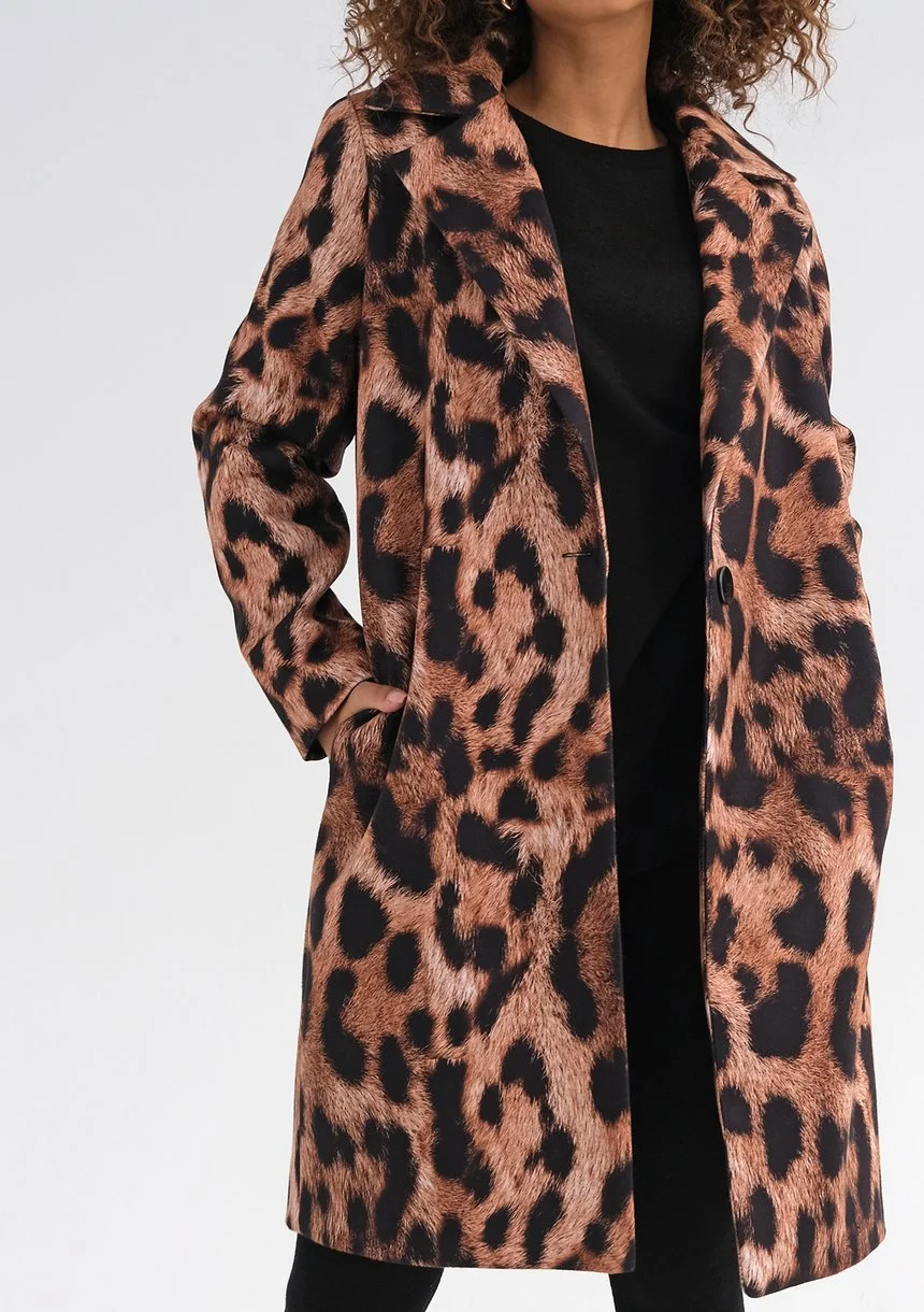 Moris - Brown leopard printed coat